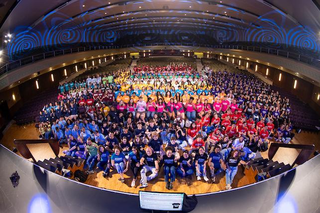 auditorium filled with students